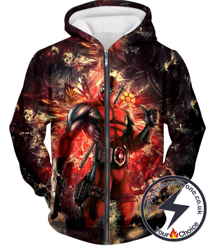 Ultimate Action Anti-Hero Deadpool Super Cool Zip Up Hoodie